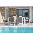 Tavolo da Giardino 180x90 cm con Base in Alluminio e Piano in Teak - Mean Viadurini