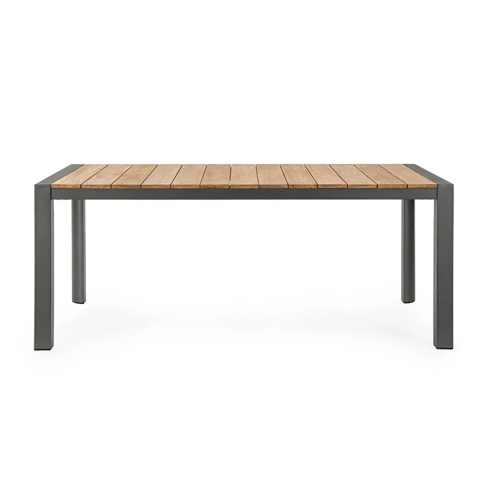 Tavolo da Giardino 180x90 cm con Base in Alluminio e Piano in Teak - Mean Viadurini