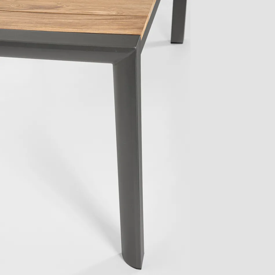 Tavolo da Giardino 180x90 cm con Base in Alluminio e Piano in Teak - Mean Viadurini