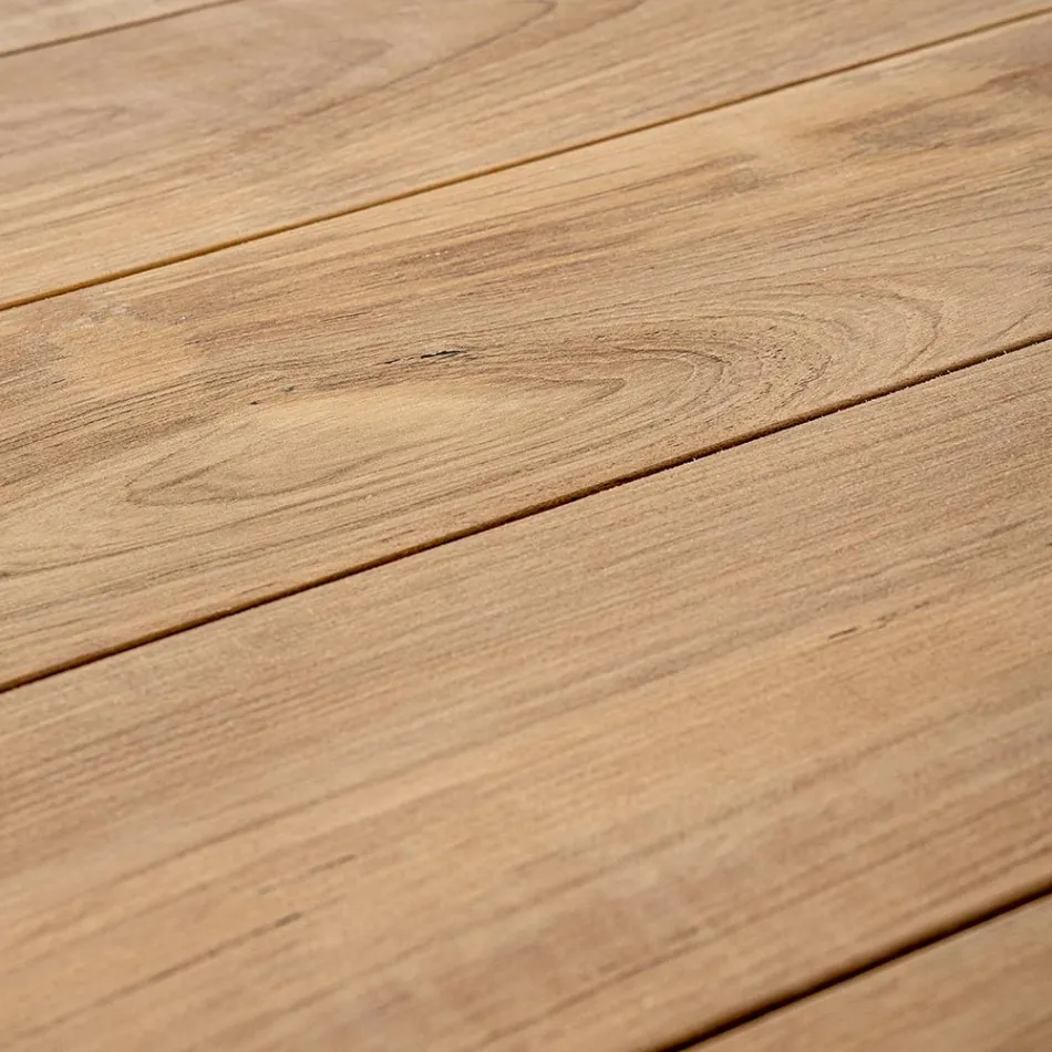 Tavolo da Giardino 180x90 cm con Base in Alluminio e Piano in Teak - Mean Viadurini