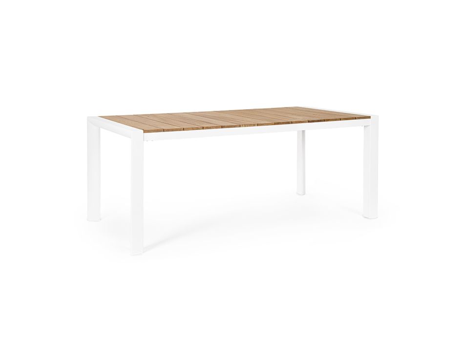 Tavolo da Giardino 180x90 cm con Base in Alluminio e Piano in Teak - Mean Viadurini