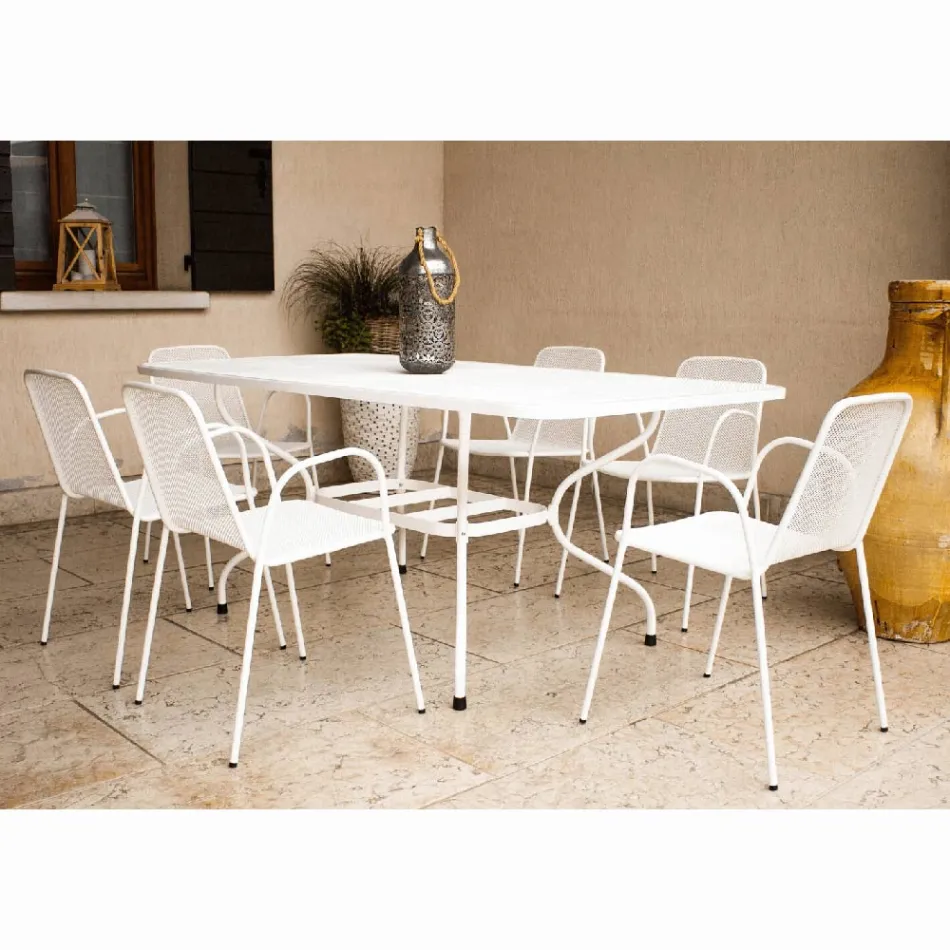 Tavolo da Giardino a Rete in Metallo da 180 cm Made in Italy - Lirion Viadurini
