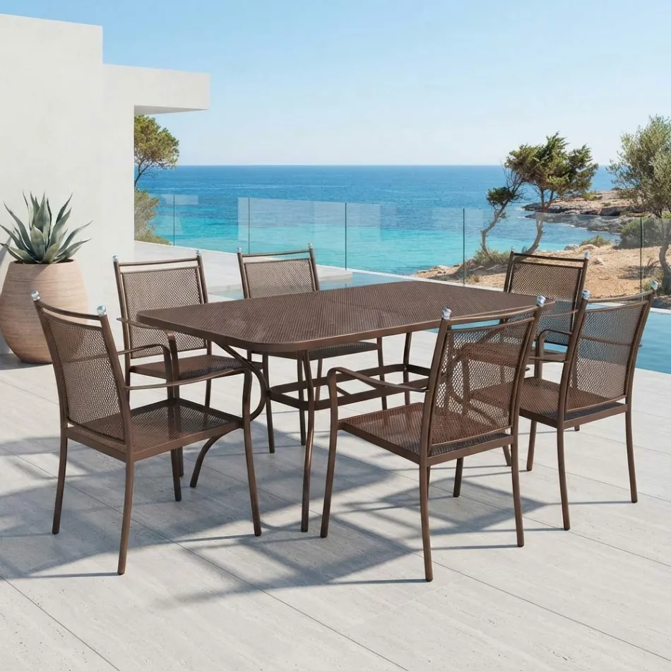 Tavolo da Giardino a Rete in Metallo da 180 cm Made in Italy - Lirion Viadurini