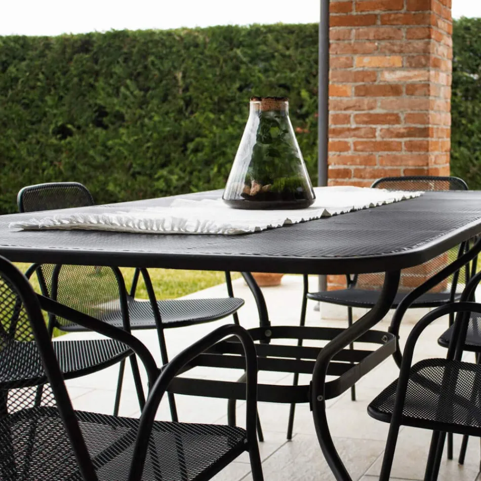 Tavolo da Giardino a Rete in Metallo da 180 cm Made in Italy - Lirion Viadurini