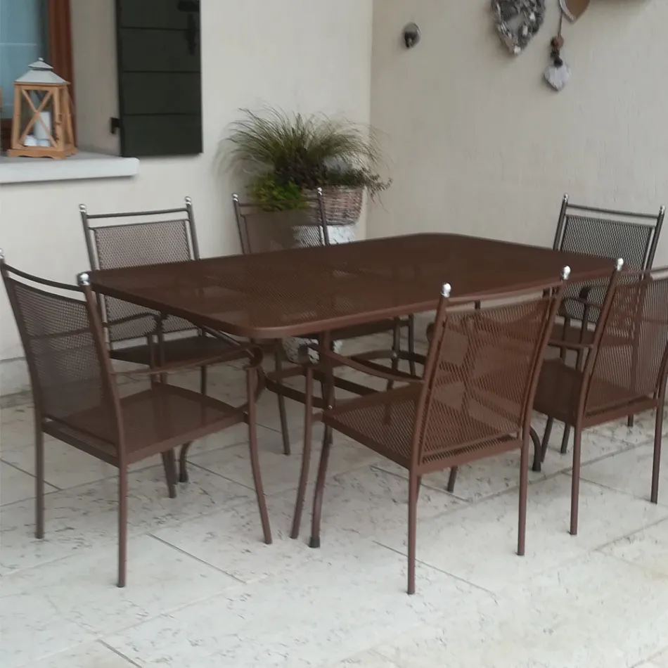 Tavolo da Giardino a Rete in Metallo da 180 cm Made in Italy - Lirion Viadurini