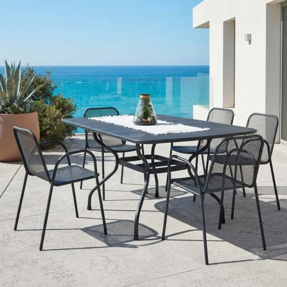 Tavolo da Giardino a Rete in Metallo da 180 cm Made in Italy - Lirion Viadurini