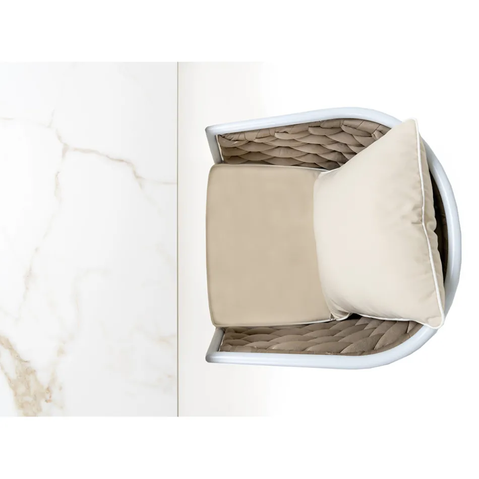 Tavolo da Giardino con 4 Sedie in Alluminio e Intreccio - Artes Viadurini