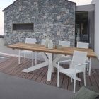 Tavolo da Giardino con Piano in Legno di Teak di Design Homemotion - Cowen Viadurini
