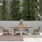Tavolo da Giardino con Piano in Teak e Base in Alluminio, Homemotion - Leotto Viadurini