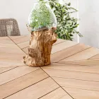 Tavolo da Giardino con Piano in Teak e Base in Alluminio, Homemotion - Leotto Viadurini