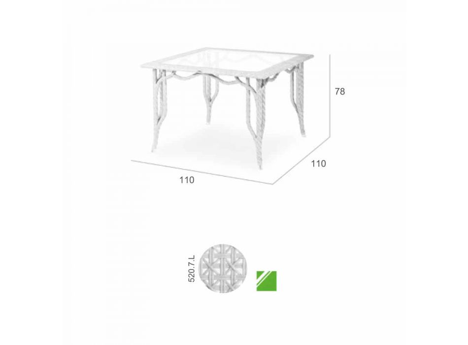 Tavolo da giardino di design con piano in vetro Romeo, fatto a mano Viadurini