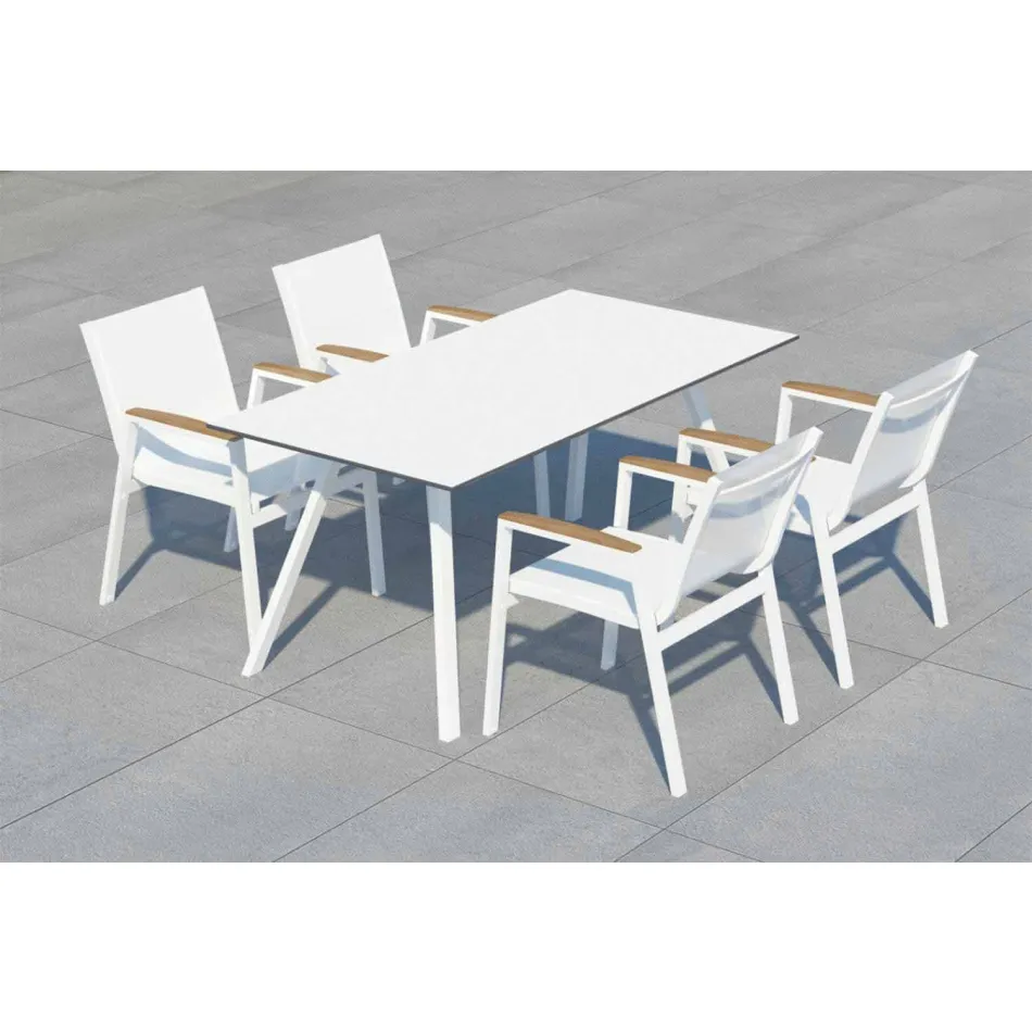Tavolo da Giardino in Alluminio Bianco e Laminato Design Moderno - Oceania2 Viadurini