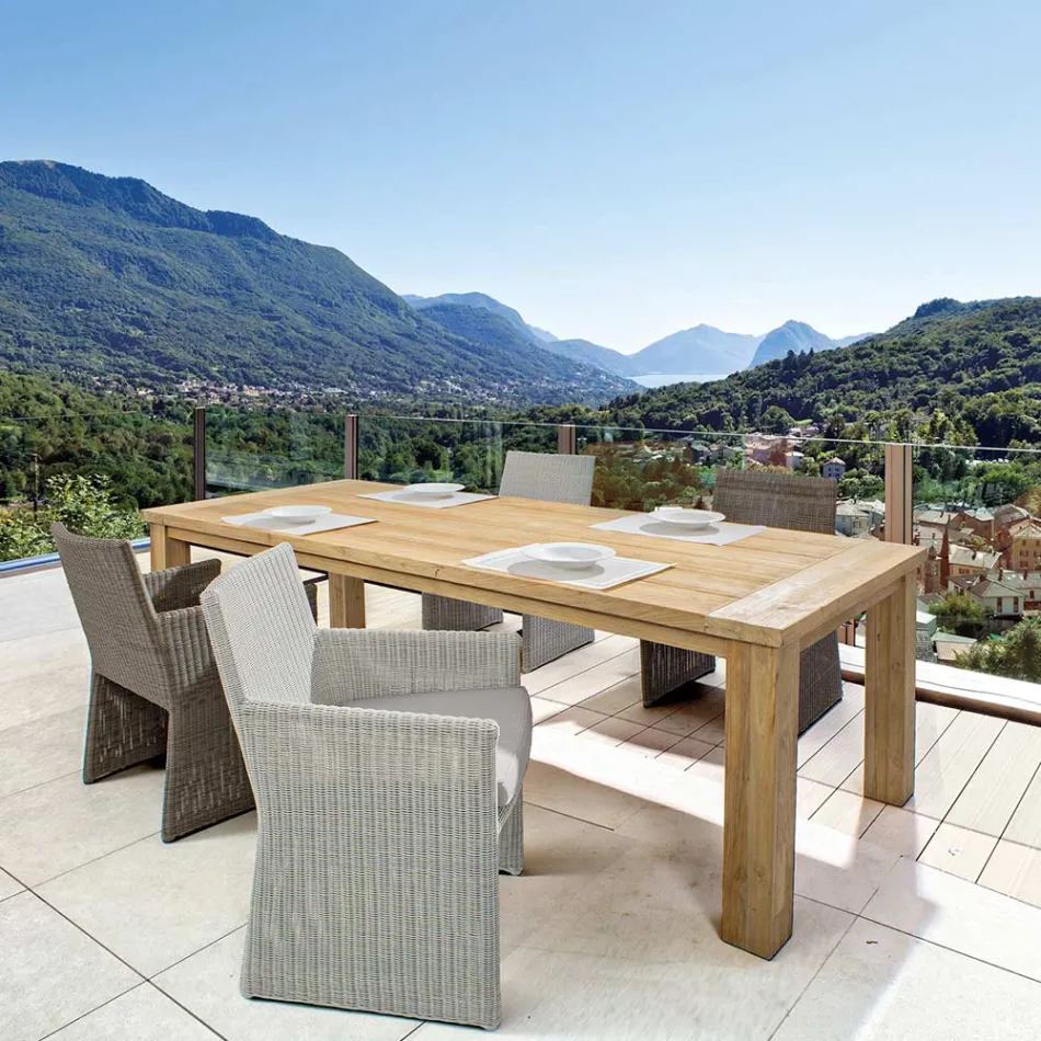 Tavolo da Giardino in Legno di Teak di Design, 8 Posti Homemotion - Hunter Viadurini
