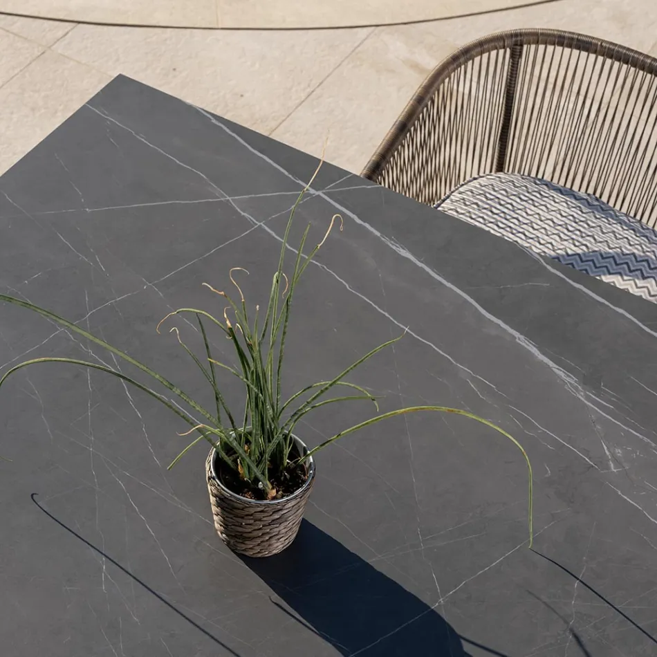 Tavolo da Giardino in Teak Naturale e Piano in Ceramica - Artes Viadurini