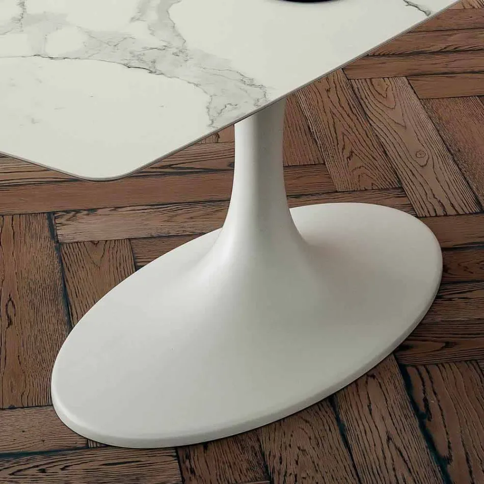 Tavolo da Pranzo a Botte in Laminam e Marmo Sintetico Made in Italy - Brontolo Viadurini