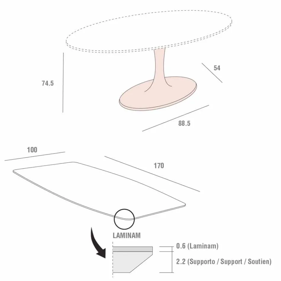 Tavolo da Pranzo a Botte in Laminam e Marmo Sintetico Made in Italy - Brontolo Viadurini