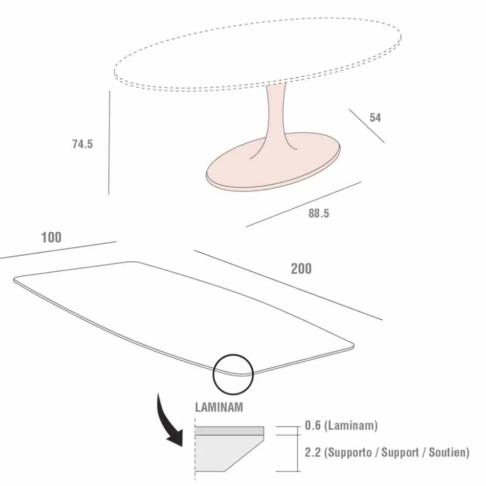 Tavolo da Pranzo a Botte in Laminam e Marmo Sintetico Made in Italy - Brontolo Viadurini