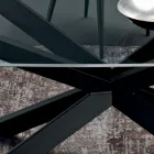 Tavolo da Pranzo a Botte in Vetro e Acciaio Realizzato in Italia - Grotta Viadurini