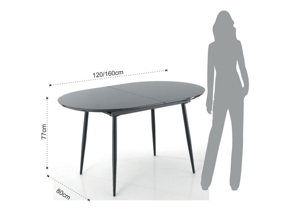 Tavolo da Pranzo Allungabile a 160 cm in Mdf e Metallo Grigio - Carmelo Viadurini