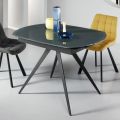 Tavolo da Pranzo Allungabile a 180 cm di Vetro e Metallo Verniciato - Beatriz