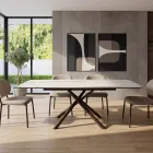 Tavolo da Pranzo Allungabile a 200/230 cm in Vetroceramica e Metallo - Naisha Viadurini