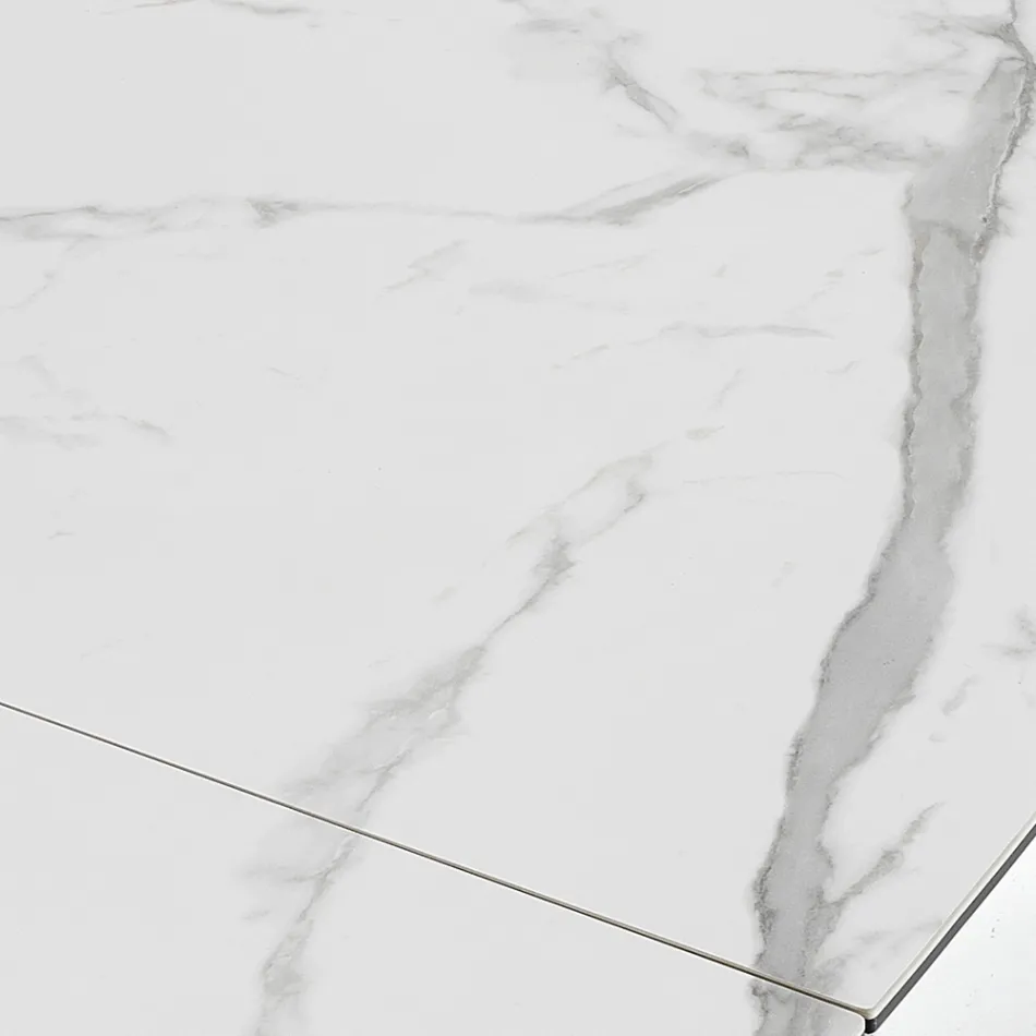 Tavolo da Pranzo Allungabile a 240 cm in Ceramica e Acciaio - Sollievo Viadurini