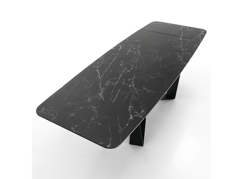 Tavolo da Pranzo Allungabile a 240 cm in Ceramica Effetto Marmo - Poseidone Viadurini