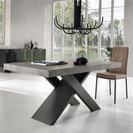 Tavolo da Pranzo Allungabile a 260 cm Effetto Cemento Made in Italy - Odelmo Viadurini