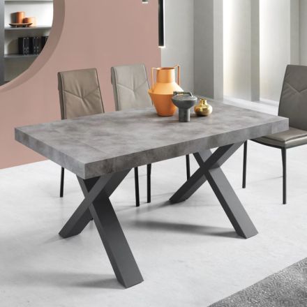 Tavolo da Pranzo Allungabile a 260 cm Effetto Cemento Moderno - Lenova Viadurini