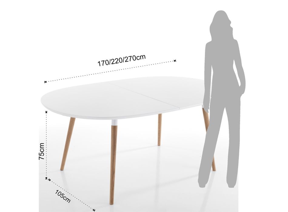 Tavolo da Pranzo Allungabile a 270 cm in Mdf e Legno Massello - Maurizio Viadurini
