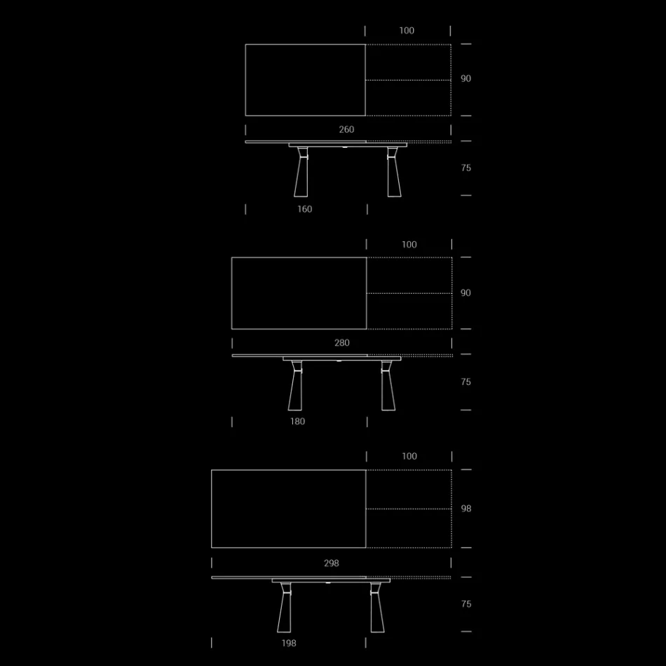 Tavolo da Pranzo Allungabile a 298 cm in Nobilitato Made in Italy - Fedemo Viadurini