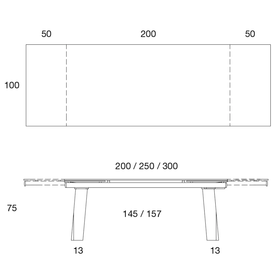 Tavolo da Pranzo Allungabile a 300 cm in Legno e Piano in Vetro - Bedrio Viadurini
