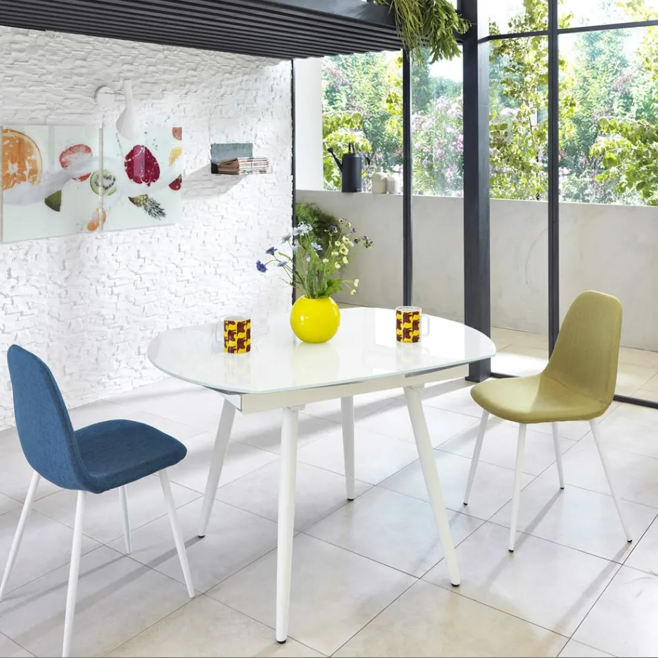 Tavolo-da-pranzo-allungabile-con-top-in-vetro-Japan-New Viadurini