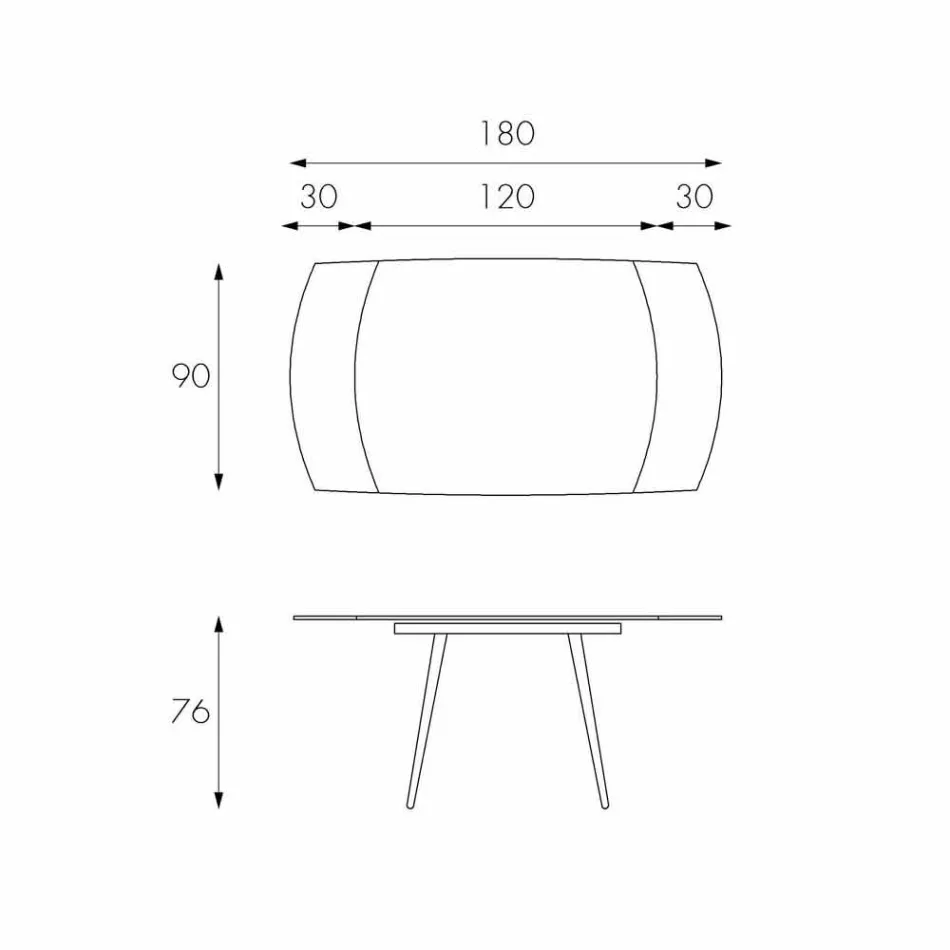 Tavolo da pranzo allungabile con top in vetro Japan New Viadurini