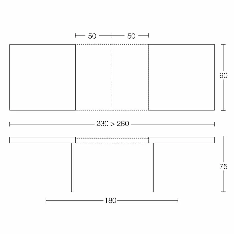 Tavolo da Pranzo Allungabile Fino 280 cm in Legno e Vetro Made in Italy - Focus Viadurini