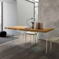 Tavolo da Pranzo Allungabile Fino 280 cm in Legno e Vetro Made in Italy - Focus