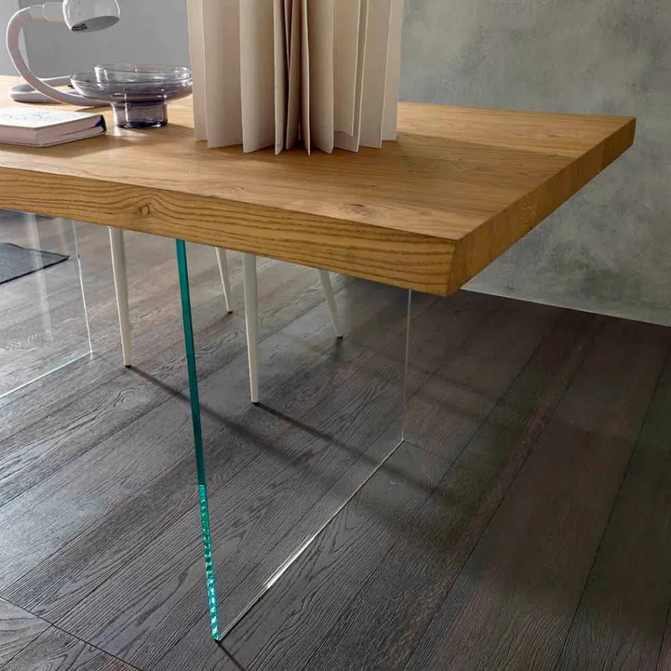 Tavolo da Pranzo Allungabile Fino 280 cm in Legno e Vetro Made in Italy - Focus Viadurini