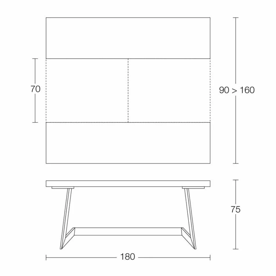 Tavolo da Pranzo Allungabile Fino a 160 cm in Legno Made in Italy - Eugenia Viadurini