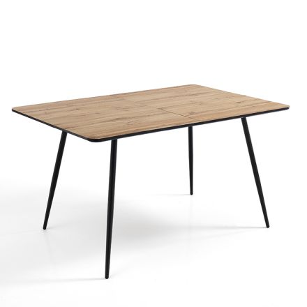 Tavolo da Pranzo Allungabile Fino a 160 cm in Mdf e Metallo Nero - Crumiro Viadurini