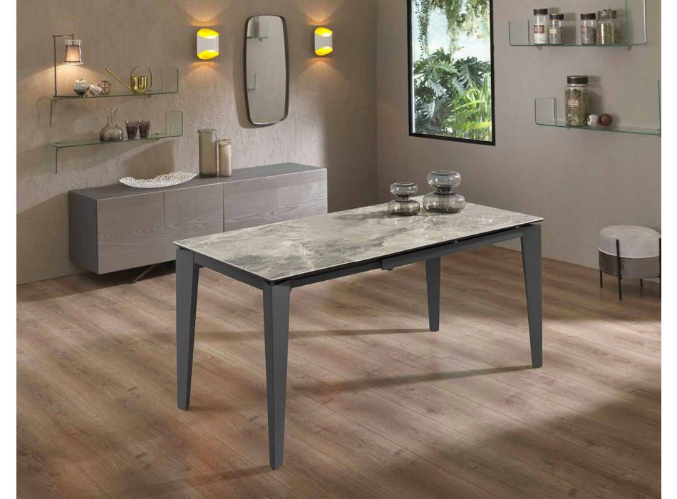 Tavolo da Pranzo Allungabile Fino a 170 cm in Metallo e Ceramica Moderno - Syrta Viadurini