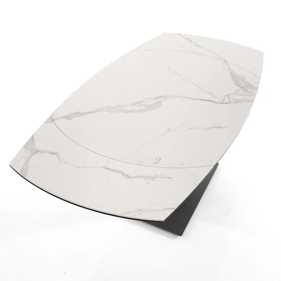 Tavolo da Pranzo Allungabile Fino a 180 cm in Ceramica e Acciaio - Catone Viadurini
