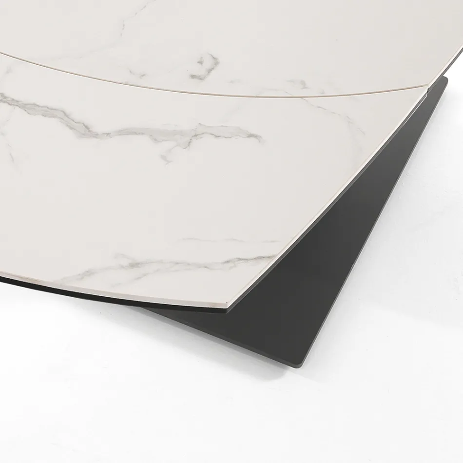 Tavolo da Pranzo Allungabile Fino a 180 cm in Ceramica e Acciaio - Catone Viadurini