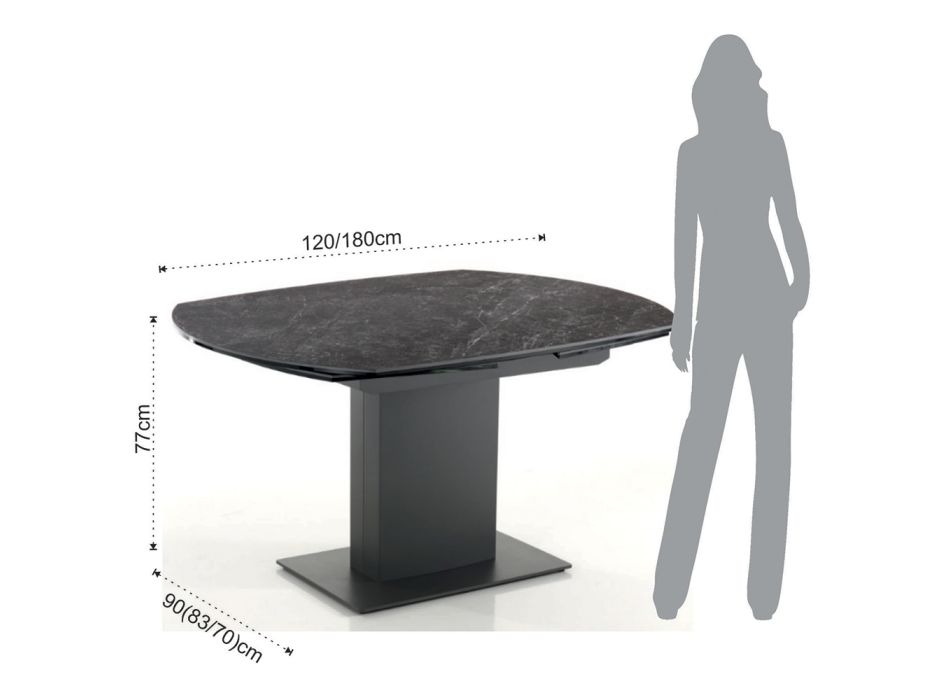 Tavolo da Pranzo Allungabile Fino a 180 cm in Ceramica e Acciaio - Catone Viadurini