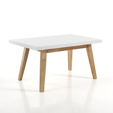 Tavolo da Pranzo Allungabile Fino a 235 cm in Mdf Laccato Bianco - Fedora Viadurini