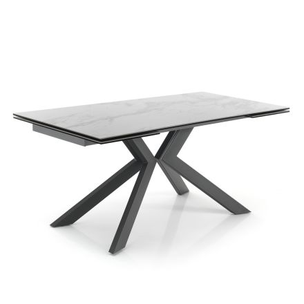Tavolo da Pranzo Allungabile Fino a 240 cm in Ceramica e Metallo - Ugo Viadurini