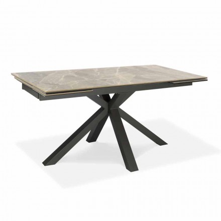Tavolo da Pranzo Allungabile Fino a 240 cm in Metallo e Ceramica - Laryssa Viadurini