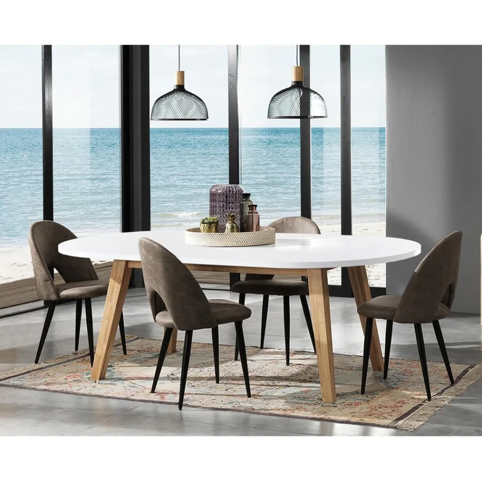 Tavolo da Pranzo Allungabile Fino a 270 cm in Mdf e Legno Massello - Fedora Viadurini