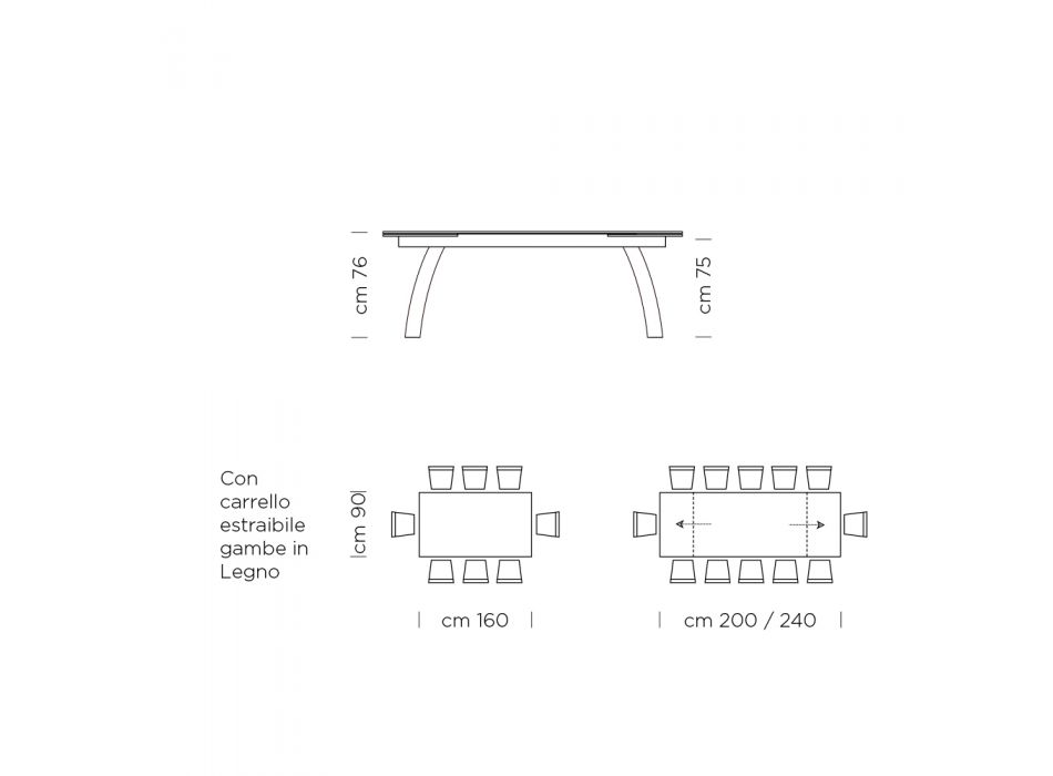 Tavolo da Pranzo Allungabile Fino a 280 cm in Vetro Made in Italy - Antimo Viadurini