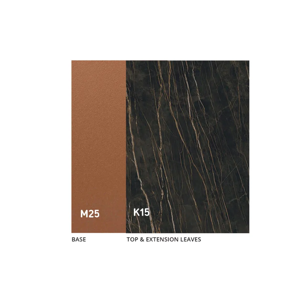 Tavolo da Pranzo Allungabile fino a 280 o 298 cm Ceramica Metallo - Revia Viadurini