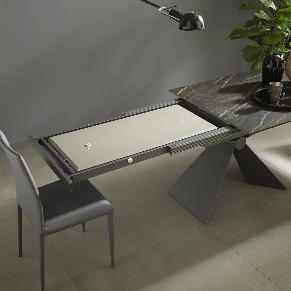 Tavolo da Pranzo Allungabile Fino a 298 cm in Ceramica Made in Italy - Anaconda Viadurini
